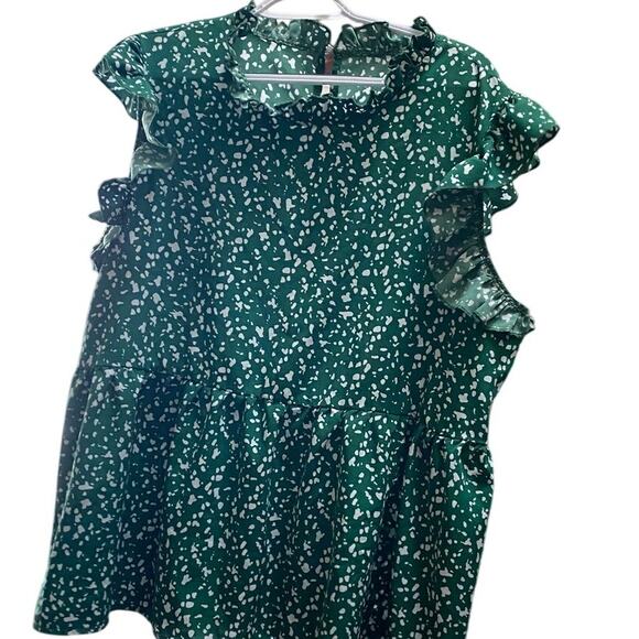 Shein Women Size 2XL Green Ruffle Sleeve Peplum Top Floral Print - Picture 3 of 7